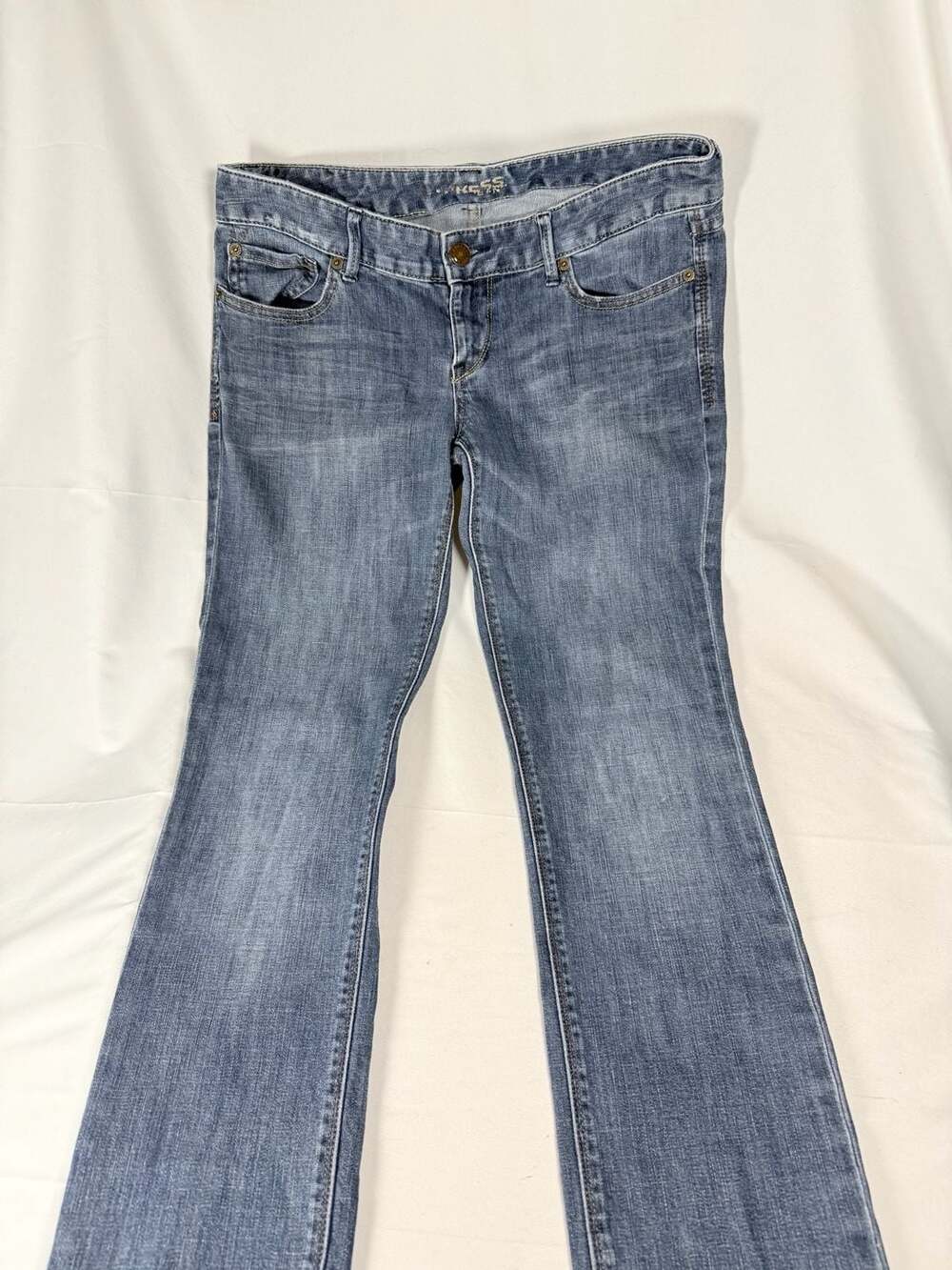 Y2K Western Express Jeans Blue Medium Wash Denim Low Rise Bootcut Womens